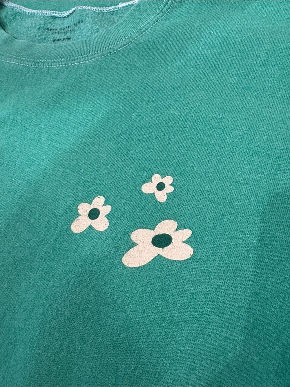Urban Outfitters Green Crewneck Sweatshirt with Small Flower Motif